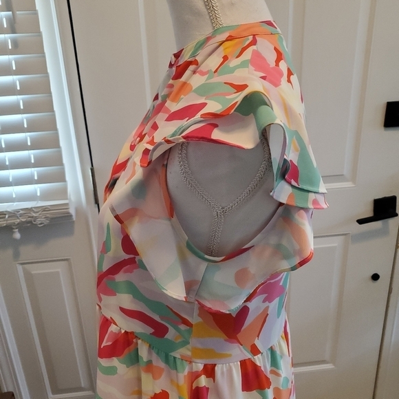 Crosby Mollie‎ Burch Dress Womens S Small Midi Colorful Tiered Pockets Easter - Picture 12 of 13